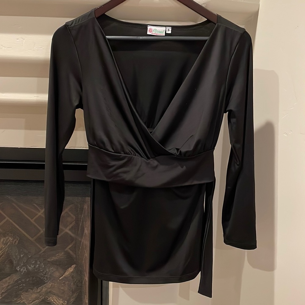 Black long sleeve nursing shirt by “Aimee”